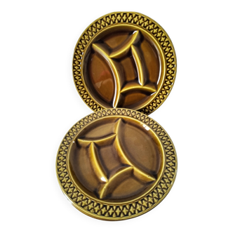 Set of 4 compartmentalized plates, Digoin Sarreguemines