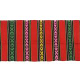 Red wool runner with stripes in bright colors , handwoven, Romania 220x80cm