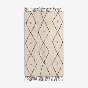 Tapis berbere 150 x 200 cm écru motifs colorés