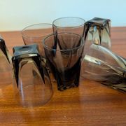 verres digestif fumé années 70 base carrée