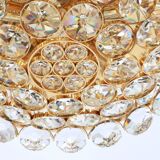 Chandelier in gilded brass and crystal glass inlaid by Palwa, Germany, 1970s.