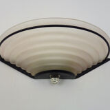 Pair of vintage italian design wall lights in metal and pink frosted glass. year 80