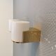 Wall lamps with milky white acrylic plastic shades and solid brass bases