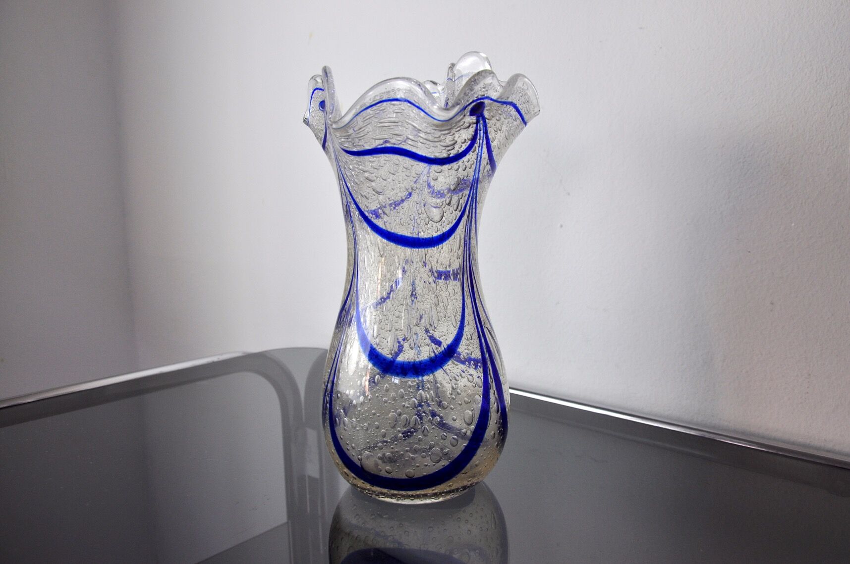 Blue seguso vase in murano glass, Italy, 1960