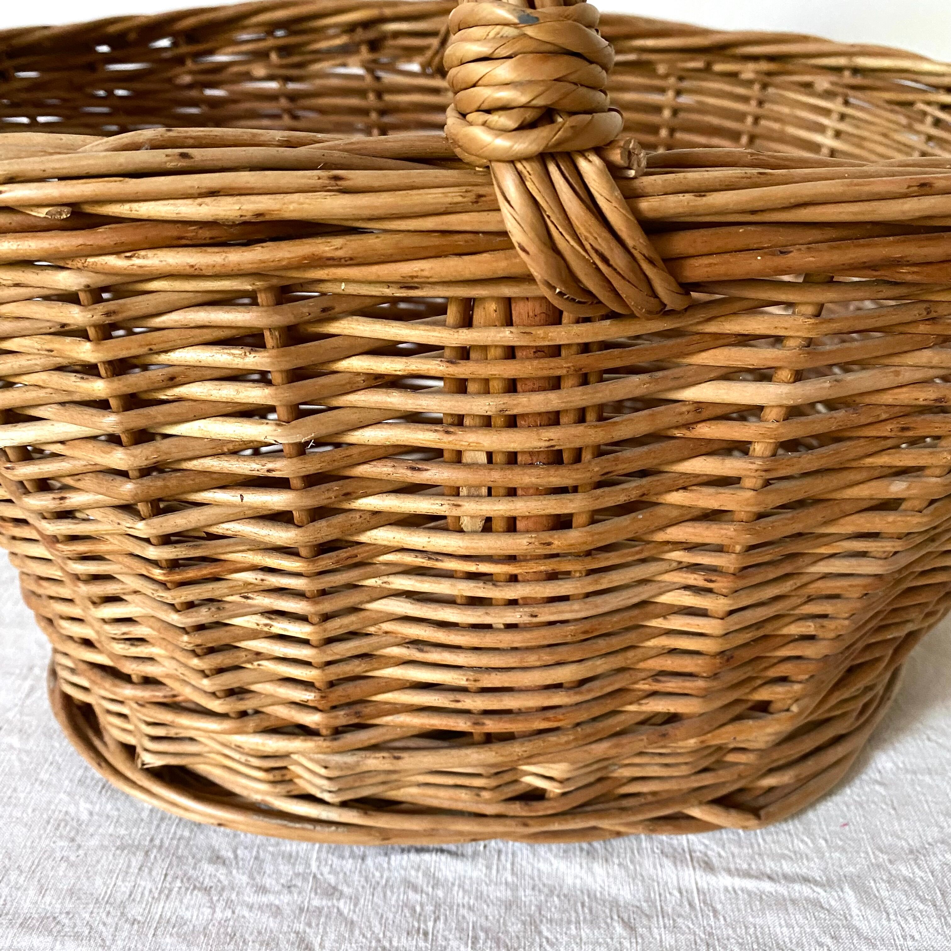 Braided wicker basket