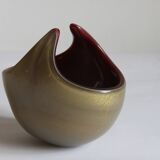 Horned aventurine and burgundy murano glass bowl, venice 1950s.