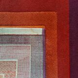 1970s Gorgeous Verner Panton Style "Quadrat" Geometric Op Art Rug. Made in