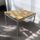 Table basse carrée vintage en onyx