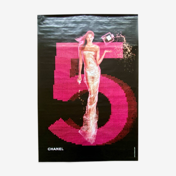 Affiche originale Chanel #5 by Jean-Paul Goude.  Pink version. 2001