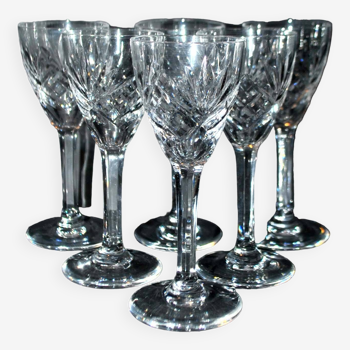 Lot de 6 verres à liqueur Chantilly en cristal taillé de SAINT-LOUIS signé 11.5cm