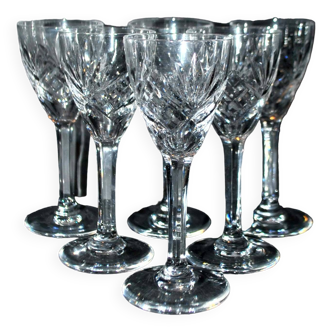 Lot de 6 verres à liqueur Chantilly en cristal taillé de SAINT-LOUIS signé 11.5cm