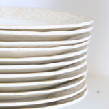 Villeroy and Boch flat plate service, batch of 12 plates, vintage, ceramic, white, gold, parties, vintage, chic