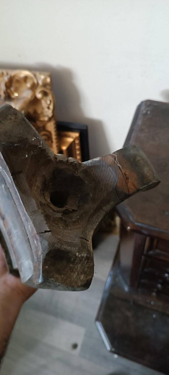 Pair of wooden candlesticks from Italy, late 18th century