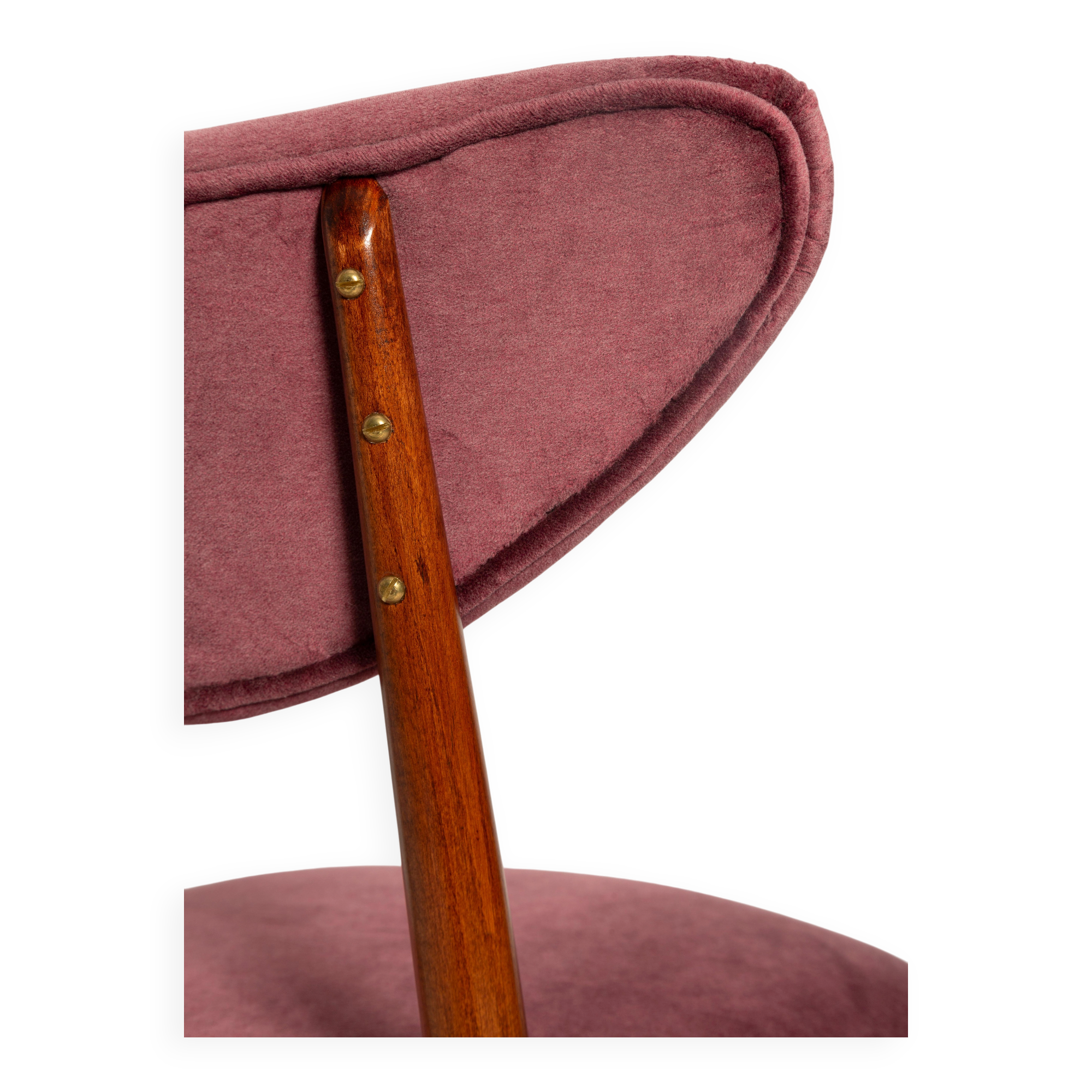 Vintage mid-20th century purple plum velvet heart-shaped chair.