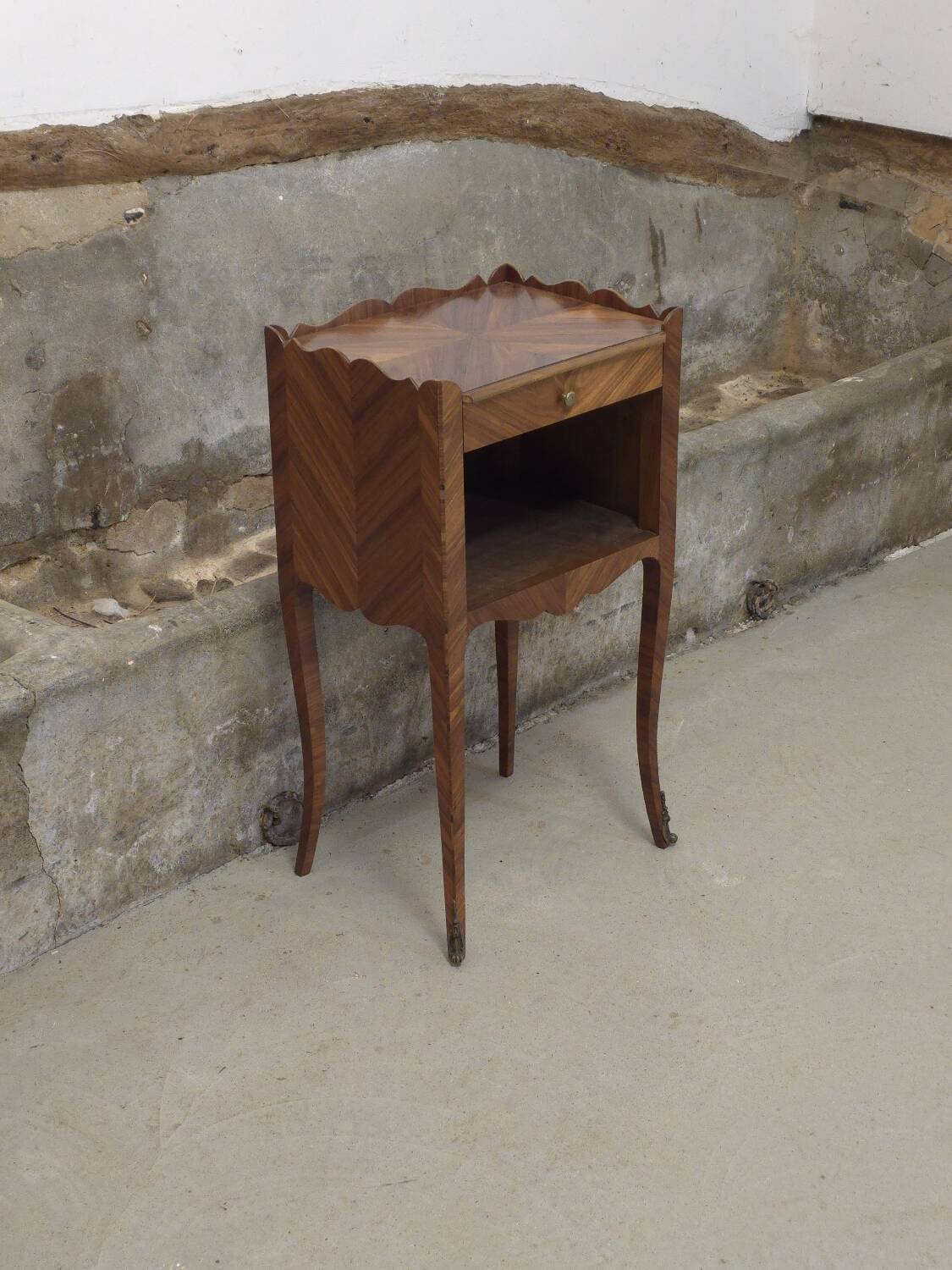 Louis XV style marquetry bedside table