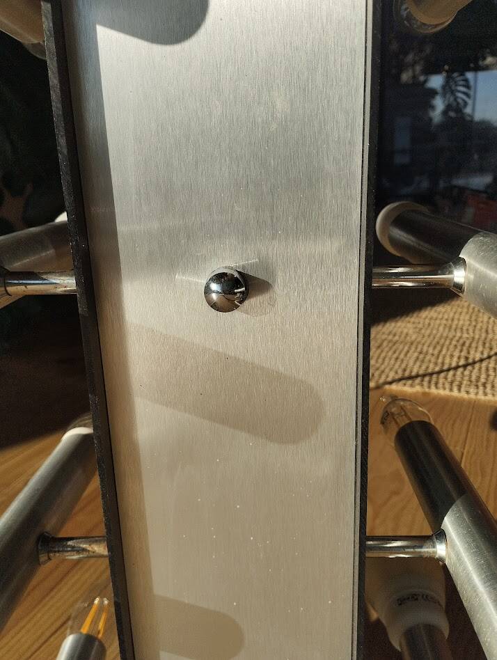 Sculptural vintage 70s chandelier – metal & aluminium – 55 × 26 cm