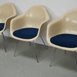 Set of Three Parchment Fiberglass DAX Armhairs Eames for Herman Miller / Vi