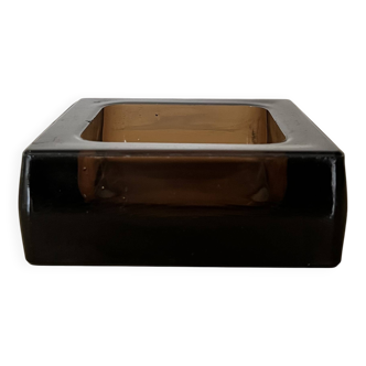 grand vide poche / cendrier en verre fumé marron, 1970