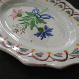 Plat antique ovale bouquet de fleurs