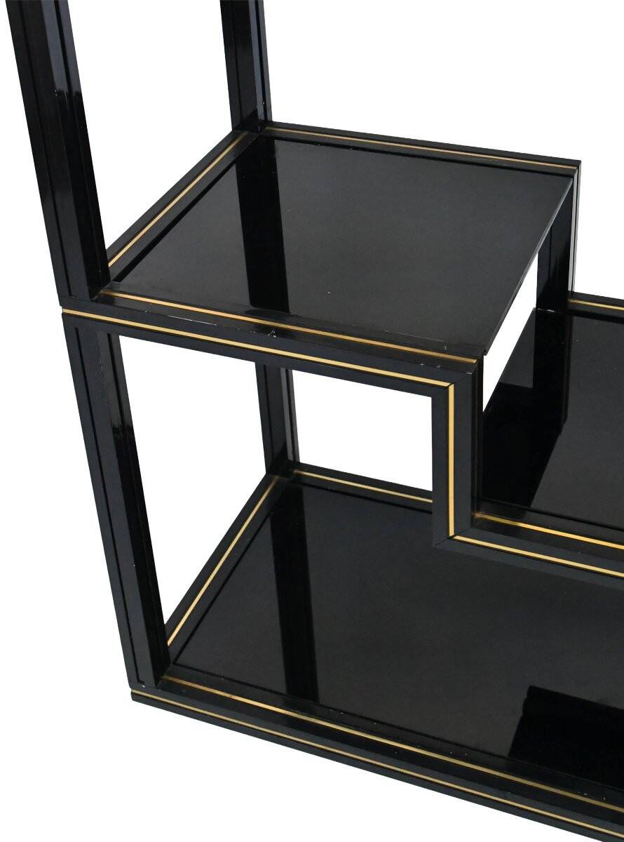 1970s black lacquered metal shelf by Pierre Vandel Paris