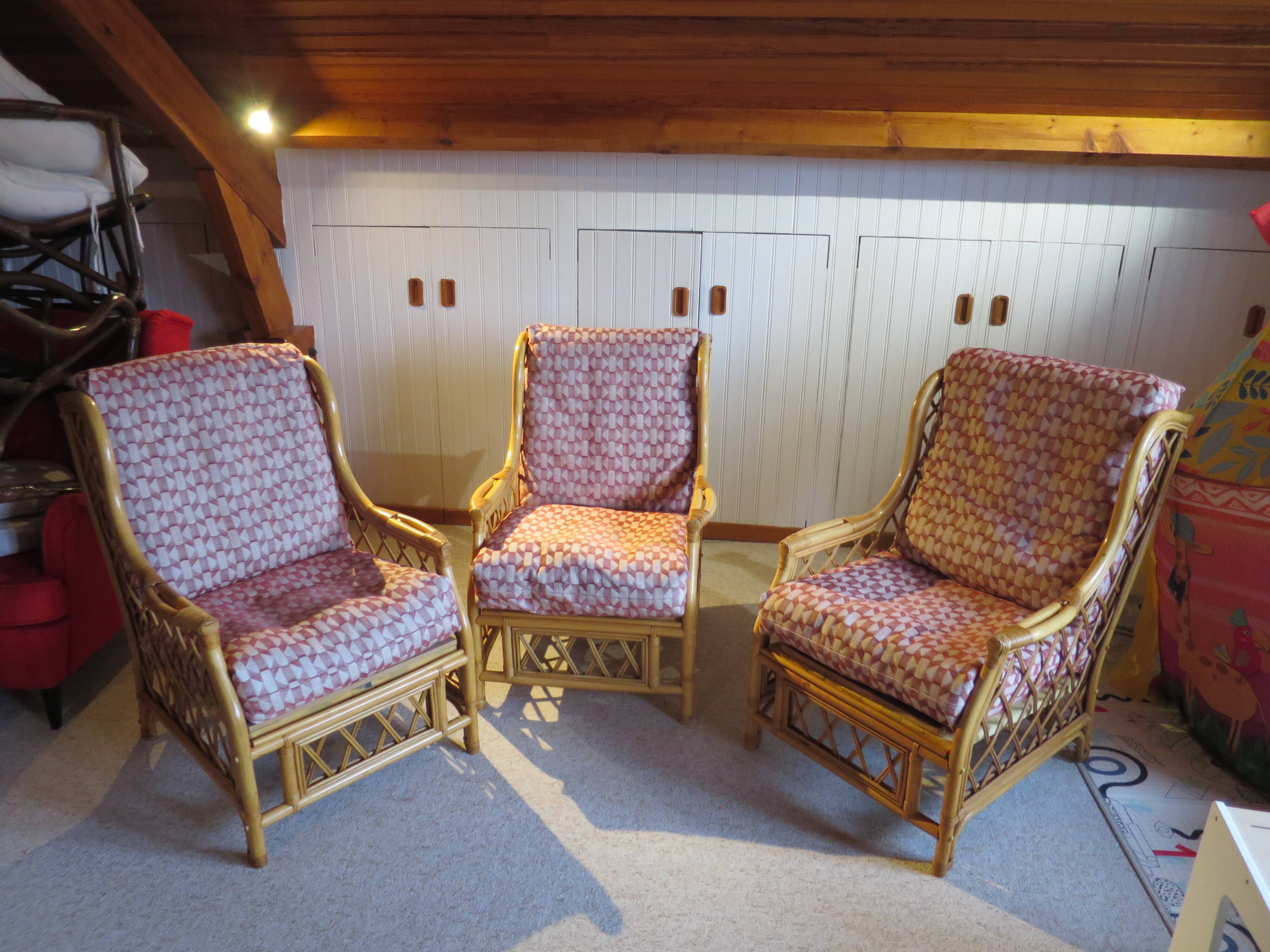 Vintage - Set of 2 woven rattan, bamboo and wood armchairs - Natural colour - 1980s