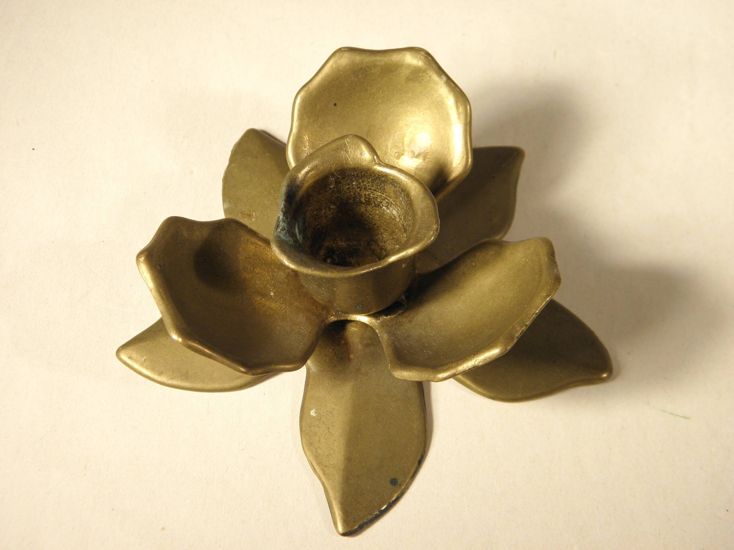 Brass flower candle holder