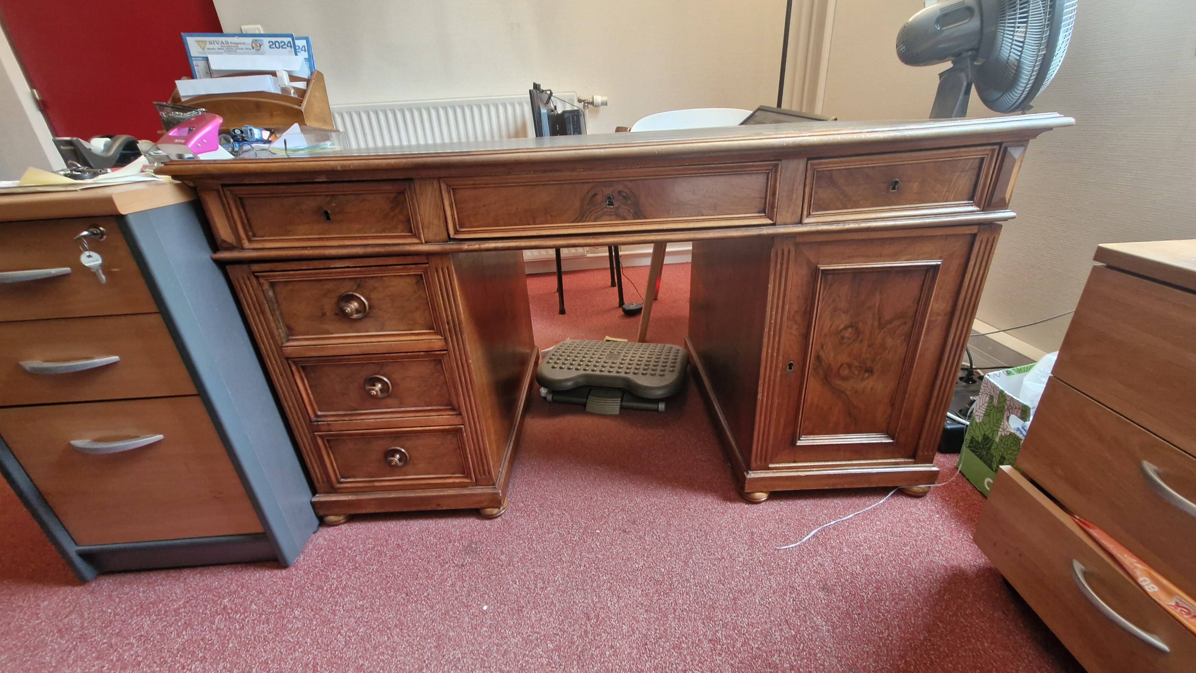 Walnut desk with leather top