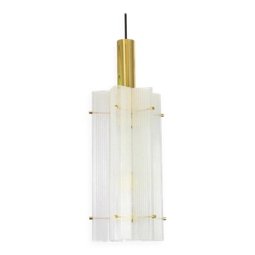 Suspension en verre glace Murano par Limburg, Allemagne, années 1970