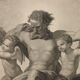 Old etching signed Paolo Caronni "Vision of Ezekiel" 1825