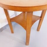 Guéridon vintage en bois clair des années 50 60