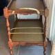 Vintage wooden and gilded brass rolling dessert trolley