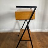 Vintage side table year 50 wood and metal dlg jacques hitier