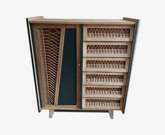 Armoire des années 60 en rotin