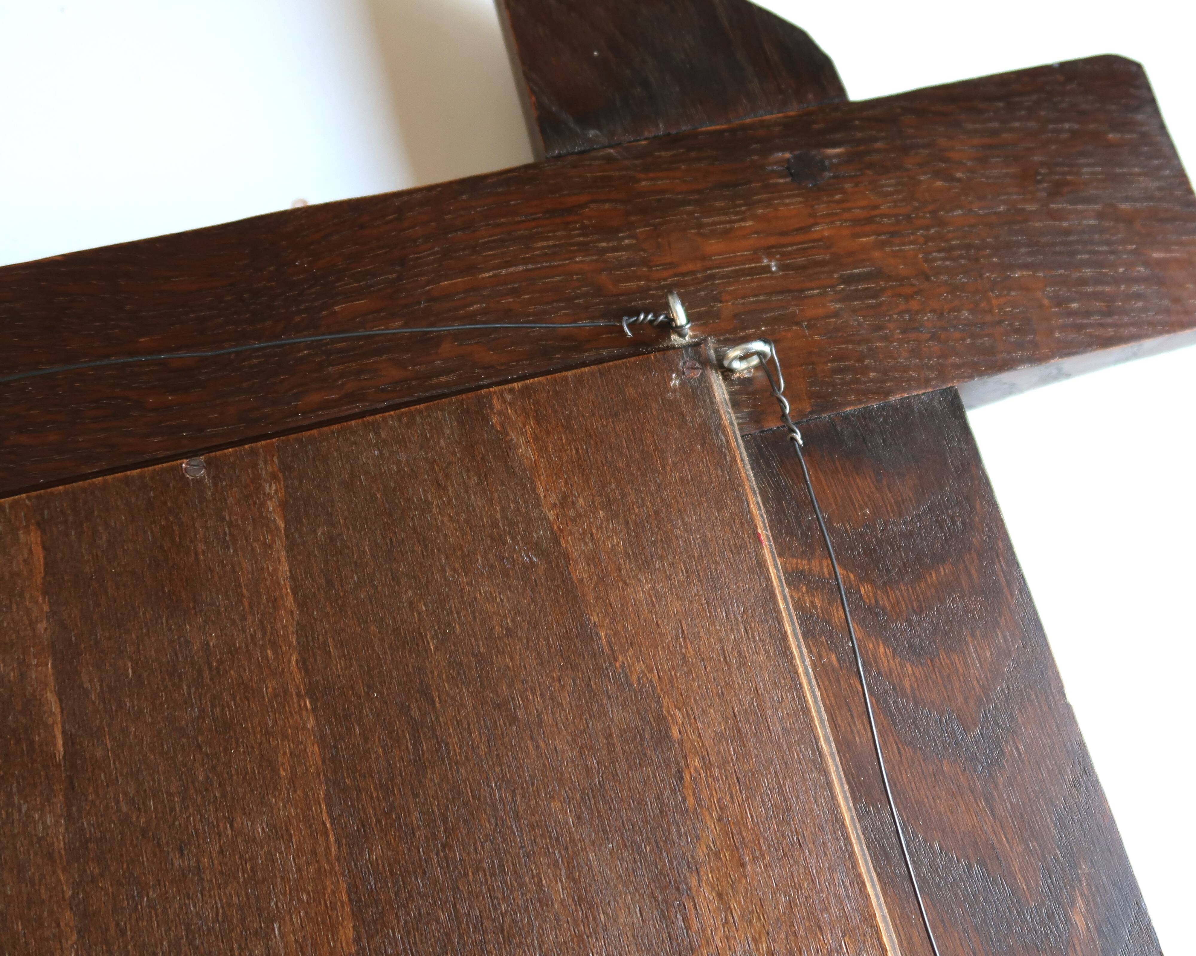 Rectangular mirror with bevelled wooden frame, 1970s.
