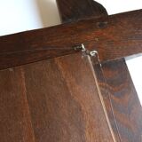 Rectangular mirror with bevelled wooden frame, 1970s.