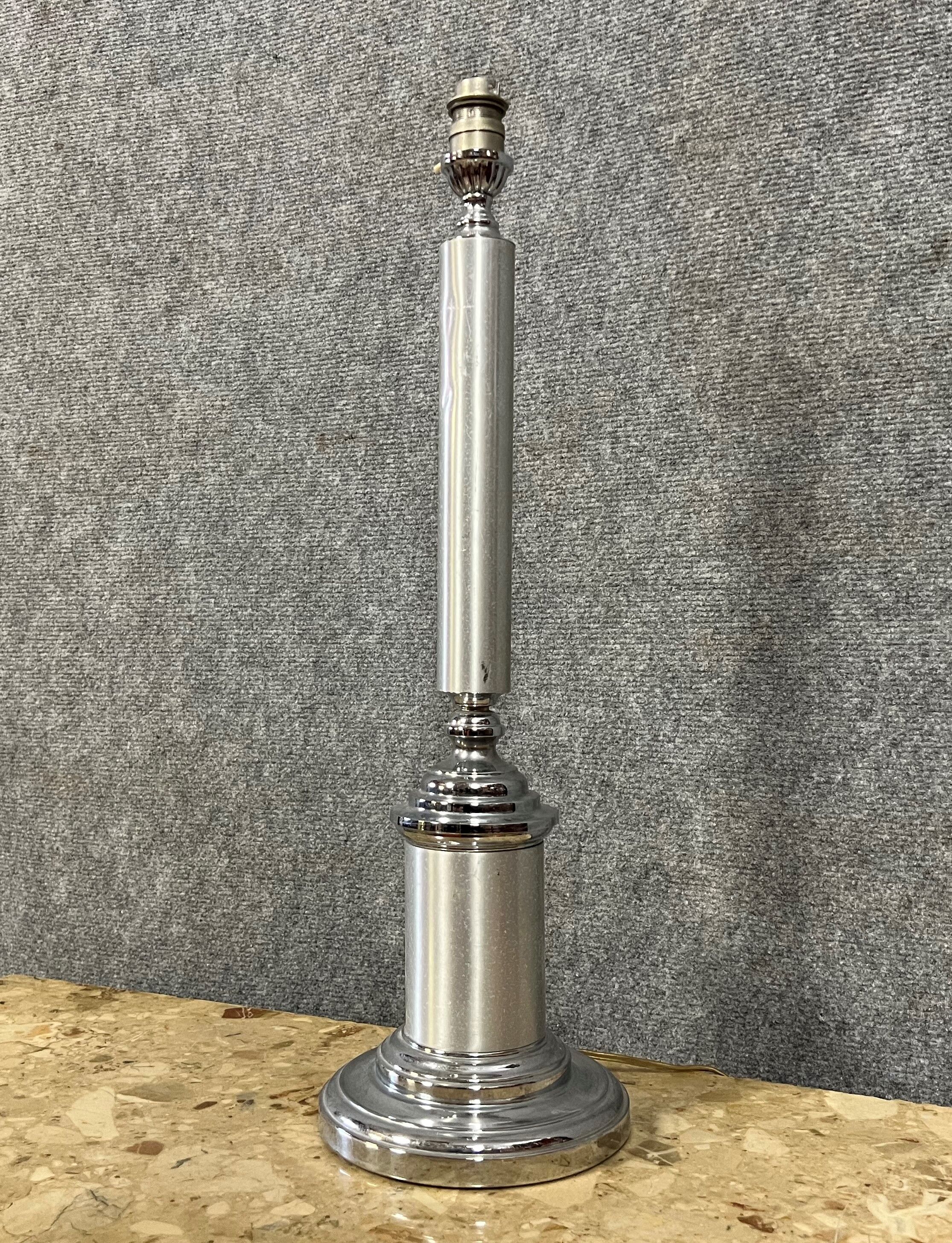 Lamp base in brushed metal and silver metal from the 1930s-1940s
