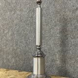 Lamp base in brushed metal and silver metal from the 1930s-1940s