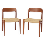 2 des 12 chaises de salle à manger Niels Otto Moller, modèle 75, teck, années 1950