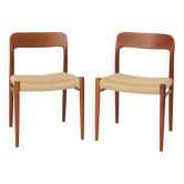 2 des 12 chaises de salle à manger Niels Otto Moller, modèle 75, teck, années 1950
