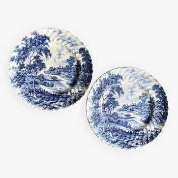 2 assiettes plates Staffordshire England « Meadowsweet »