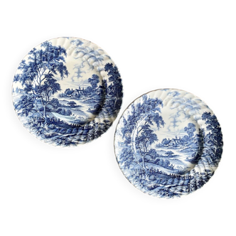 2 assiettes plates Staffordshire England « Meadowsweet »