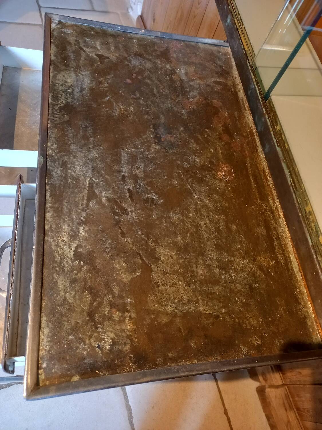 Antique metal medical cabinet