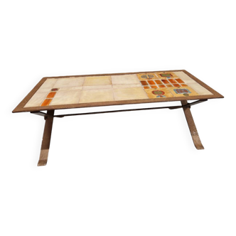Ceramic and metal coffee table from the 60s Vallauris style