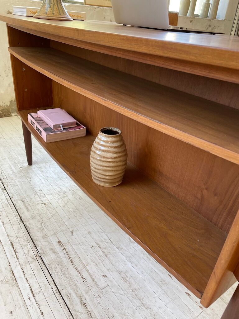 Scandinavian "boomerang" two-sided teak desk Midtjydsk Mobelfabrilk