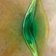 Glass fruit cup in the shape of a vintage yellow green vegetable leaf
