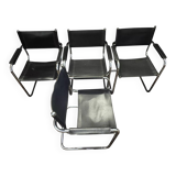 Set of 4 Armchairs in the style of Marcel Breuer – sled base