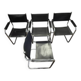 Set of 4 Armchairs in the style of Marcel Breuer – sled base