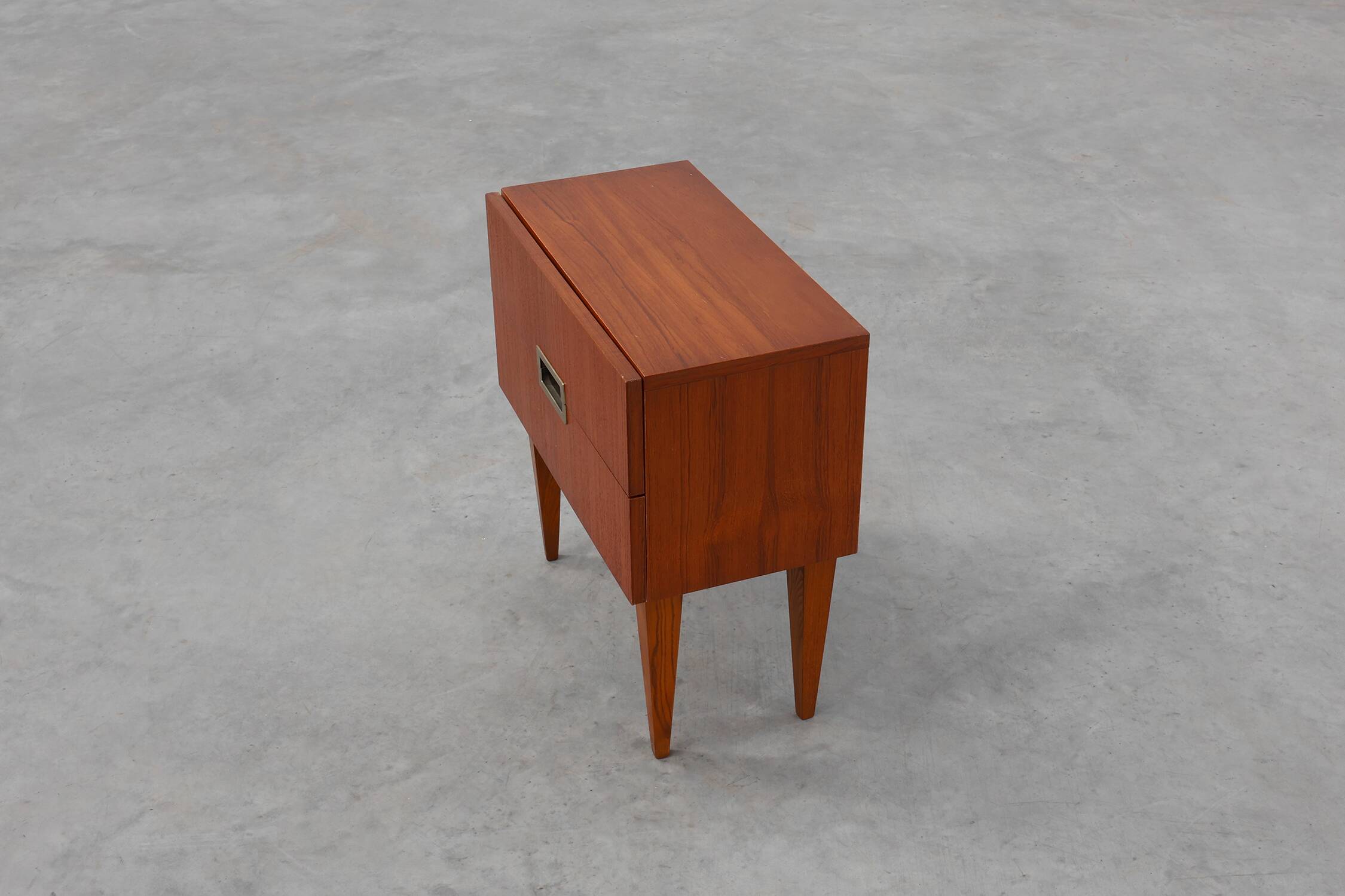 Vintage Nightstand in teak veneer with 2 drawers, Belgium 1950s