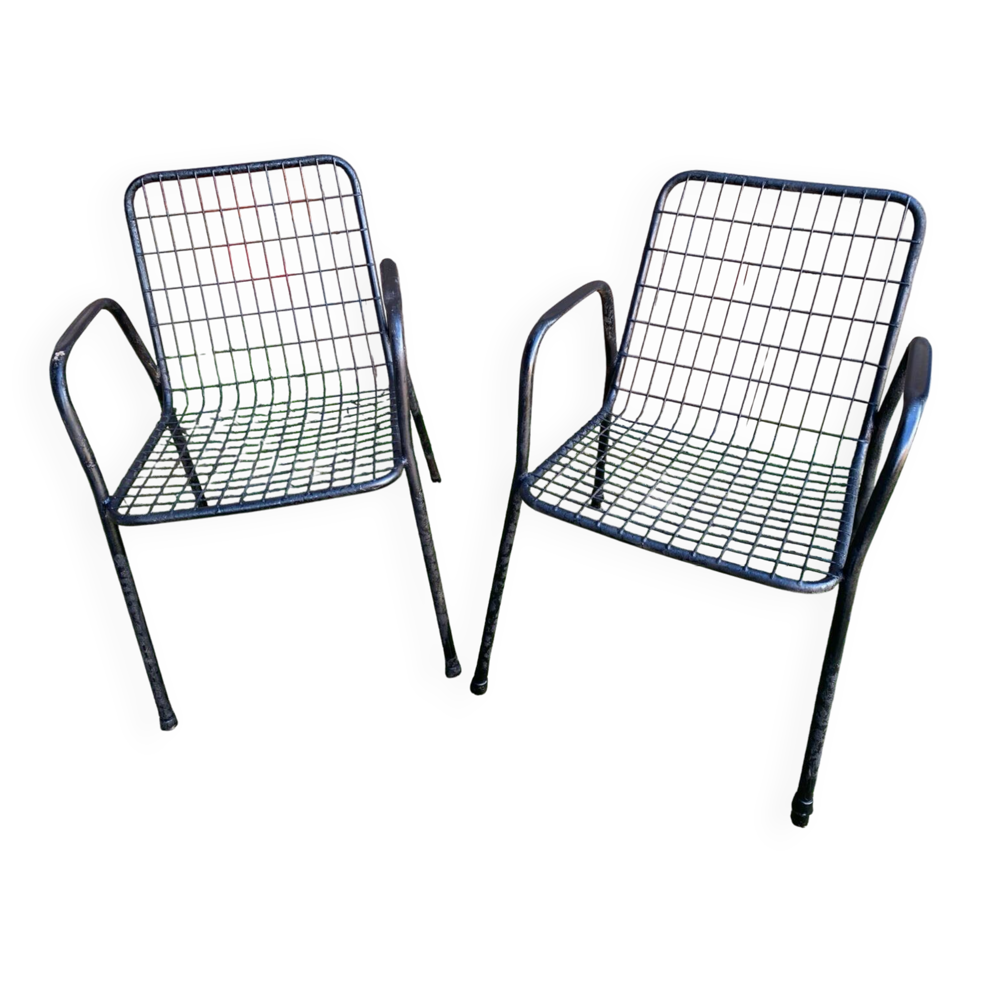 Pair of Antique EMU RIO Armchairs in Black Metal Vintage