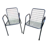 Paire Fauteuil Ancien EMU RIO Métal Noir Vintage